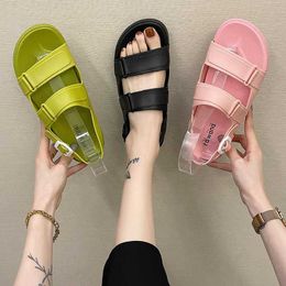 2021 New Summer Shoes Ladies Flat Sandals Ladies Soft Leather Casual Open-toed Gladiator Platform Ladies Shoes Comfortable35-41 Y0608