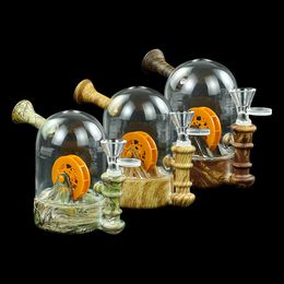 Waterwheel water pipe smoke pipes exquisite silicone-coated glass bong bubblers with printing three Colours optional for tabacco smoking