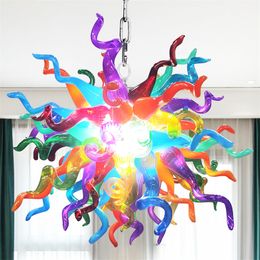 Contemporary Hanging Kitchen Lamps Pendant Lights Wedding Decor Fashion Design Hand Blown Murano Glass Crystal Chandeliers Light Fixture