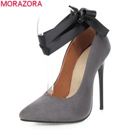 MORAZORA fashion high heels shoes stiletto heels pointed toe party wedding shoes summer elegant women pumps big size 210506