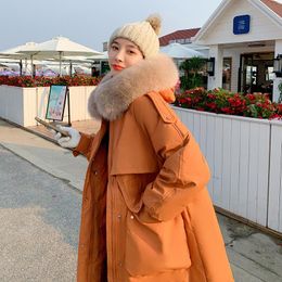 Women's Down & Parkas Make Summer Poetry Website Figure Web Celebrity In The Long Collars Hooded Jacket Female Accept Waist With Thick Coat