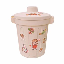 Hooks & Rails Cute Large Capacity Desktop Pen Makeup Brush Storage Bucket School Office Stationery Trash Organizer Kawaii Round Holder