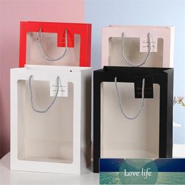5pcs/lot New Year Gift Bag Valentine's Day Flower Packaging Bag With Window Christmas Gift Transparent Display Packaging
