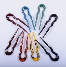 Wholesale Plastic Hair Fork Pins U Shape Chopsticks Hairpins Wavy Sticks Chignon Bun Updo Fast Spiral Braid Twist Styling Accessories