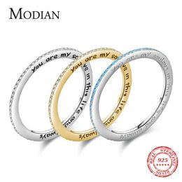 Real 925 Sterling Silver Trendy Stackable Turquoise Engrave Letters Elegant Finger Ring For Women Fine Jewellery 210707