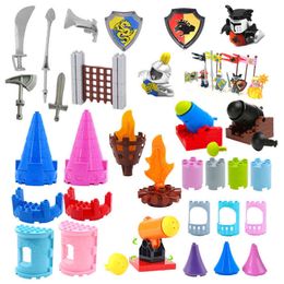Castle Ancient War Scene Accessories Big Building Block Bricks Cannon Weapon Knight Armour Military Assembly Toys For Children Y1130