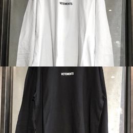 VETEMENTS T Shirt Men Women Front Printed VETEMENTS Long Sleeve Extended Paper Label VTM T-shirts X0726