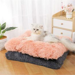 Cat Beds & Furniture Bed Dog Kennel Winter Warm Pet Sleeping Bag Long Plush Super Soft Puppy Cushion Mat Sofa Supplies