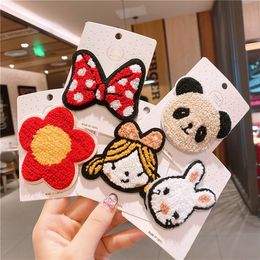 1pcs Panda Flowers Girls Hair Clips Plush Hiair Bows Bunny Side Hairpin Barrettes Kids Hair Accessories Headdress