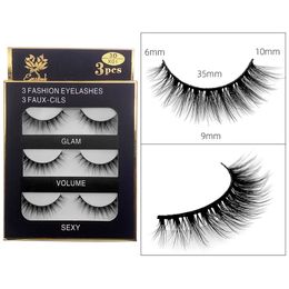 Thick Curly Mink Hair False Eyelashes Extensions Natural Long Soft & Vivid Reusable Handmade 3 Pairs 3D Fake Lashes Set Eyes Makeup For Women Beauty 17 Models DHL