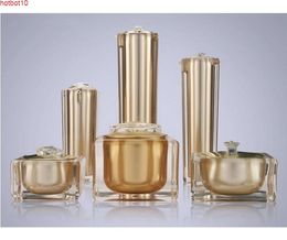 15g 30g 50g 30ml 50ml 100ml Empty Gold Square Shape Acrylic Lotion Cream Pump Bottle Cosmetic Container Luxury Bow cream jar#123goods