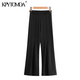 Women Fashion With Buckles Pleated Wide Leg Pants High Waist Back Zipper Female Ankle Trousers Mujer 210420
