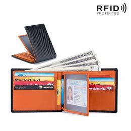 Wallet for Men Purse RFID Blocking Classic Black Soft Coin Pocket Credit Card Holder Genuine Leather Wallets Large Capacity Money Bags