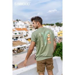 SIMWOOD summer new Artistic print t-shirt men 100% cotton breathable tops matching couple T shirt plus size SJ120049 210409