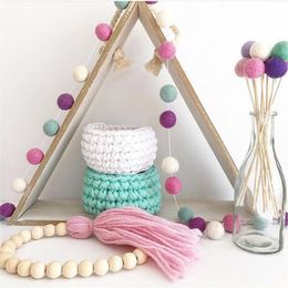 Decorative Objects & Figurines 2M Handmade Wool Felt Balls For Kids Room Nursery Pom Garland Ornament INS Nordic Style Wall Hanging Home Dec