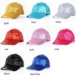 Club Dancer Performance Stage Sequin Party Cap Adults Children Baseball Cap Glitter Sparkling Shiny Hats Adjustable Colourful Party decorative hat