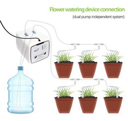 WIFI Smart Watering Device Drip Irrigation System Automatic Plant Irrigation Timer Controller Self Watering Kit Double Pump 210610