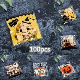 Gift Wrap 100PCS Happy Halloween Plastic Cookie Bags Biscuits Snack High-quality Candy Bag Party Decoration Supplies