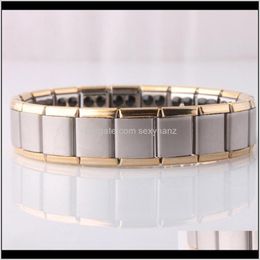 Other Bracelets Stainless Steel 80 Ge Magnetic Power Bangle Bracelet Energy Wristband For Women Men Radiation Protection Jewellery Drop Uekpp
