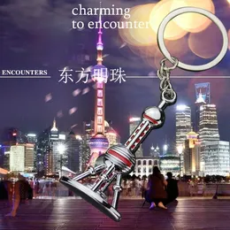 10Pieces/Lot Shanghai Oriental Pearl Tower Keychain Metal Travel Souvenir Key Ring Creative Gift Pendant Key Chain