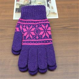 Ms Octagon Flower In Winter To Keep Warm Snow Christmas Gloves Knitting Wool Jt-33