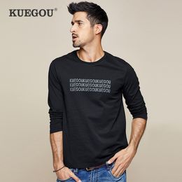 Kuegoumen's long sleeve T-shirt fashion leisure letter T-shirt Cotton round collar render unlined upper garment ZT-7756 210524