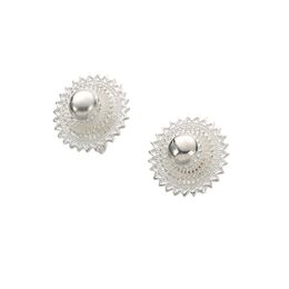 New Ethiopian Silver Color Flower Stud Earrings African Style For Women Wedding Vintage Jewelry Earrings