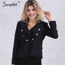 Autumn OL double breasted white Women coat elegant slim suit blazer Black cool winter outwear short jacket 210414