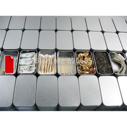 Plain silver tin 9.4cm 5.9cm x 2.1cm, rectangle tea candy business card usb storage box case, 20pcs/lot 210331