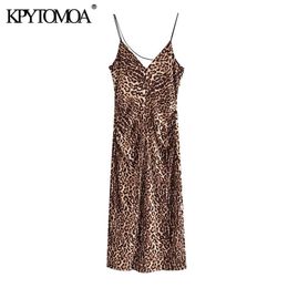 Women Sexy Fashion Leopard Print Midi Dress Backless Zipper Thin Straps Female Dresses Vestidos Mujer 210420