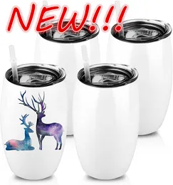 New!!! 20oz Sublimation Wine Tumbler Glass Blanks with Lids Stemless Double Wall Vacuum Stainless Steel Travel Tumbler for Coffee Wine