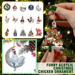 Christmas Decorations Pendant Glowing Chick Hen Snowman ChristmasTree Drop Ornaments For Home Kids Toys Gift Year 2022