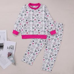 Clothing Sets Baby Girls Heart Print Suit Children Winter Keep Warm Clothes Tops+Pants Outfits Fashion Girl 2021