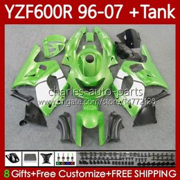 Green white Fairings +Tank For YAMAHA YZF600R Thundercat YZF 600R 600 R 96 97 98 99 00 01 02 07 Body 86No.98 YZF-600R 1996 2003 2004 2005 2006 2007 YZF600-R 96-07 Bodywork