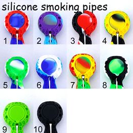 Silicone Smoking Pipes Travel Tobacco Pipe Spoon Cigarette Tubes Glass Bong Waterpipes Dry Herb Smoke Accessories