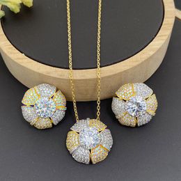Earrings & Necklace Vanifin Fashion Jewellery Set Shiny Geometry Circle Full Micro Pave With For Women Wedding Anniversary Gift