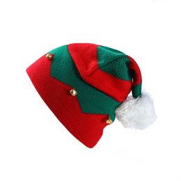 15%off Halloween hats 1-6 year old children Christmas striped knitted woolen hat with fur ball bells LZ368 150pcs ottie