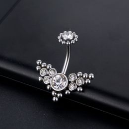 Internal Thread Belly Button Rings Clear CZ Navel Ring Surgical Steel Round Zircon Body Piercing Jewelry