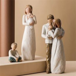 Home Decor Resin Statue People Model Figurines for Interior Home Decoration Accessories Living Room Decoration Christmas Gifts 211122