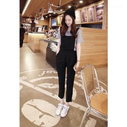 Women's Jumpsuits & Rompers Harem Pants Women Ankle-length Side Zipper Solid Black High Waist Trousers Female