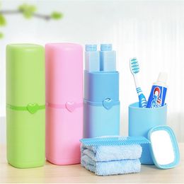 Portable Travel Wash Cup Creative Bathroom Accessories Toothpaste Toothbrush Partition Storage Case for 210423