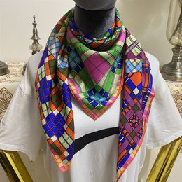 Women's square scarf scarves good quality 100% twill silk material pint letter horse pattern size 90cm - 90cm