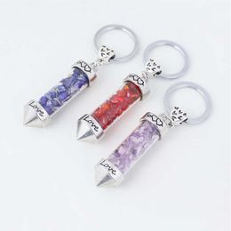 New Fashion Personality Double-tip Conical Glass Bottles Gravel key ring Same style for men and women Bag pendant Birthday Gift G1019