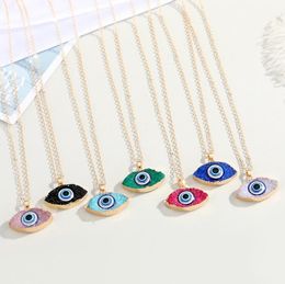 7 Colours Vintage Ethnic Oval Turkey Evil Eyes Necklace For Women Gold Colour Blue Eye Pendant Choker Clavicle Chain Turkish Jewellery