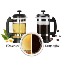 Pot French Presses Heat-Resistant Pots Delicate Plunger Tea Durable Portable Coffee Kettles 1000ml 210408