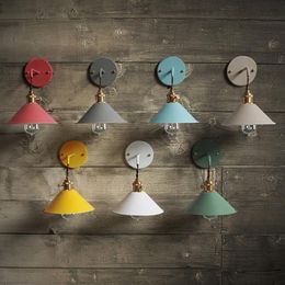 Wall Lamps Modern Loft Colourful Metal Lamp E27 Aisle Bedroom Sconce For Living Room Study Cafe