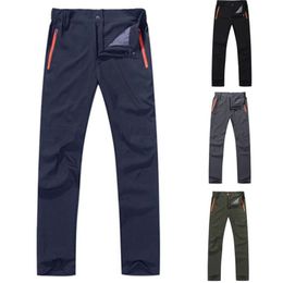 3XL Mens Outdoor Climbing Pants Male Solid Colour Quick Dry Waterproof Casual Stright Leg Trousers 210715