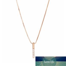 925 Sterling Silver Strip Geometric Cubic Zircon Necklace Simple Clavicle Chain Charm Necklace For Women Jewellery S-N545