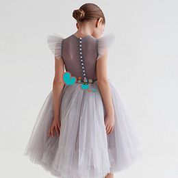 -Luxe Bébé Filles Paris Robe Princesse En Children Automne Industrie Heavy Sequins Design Jupes Design Jupes à manches courtes Taille de l'usure 100-150 Violet léger