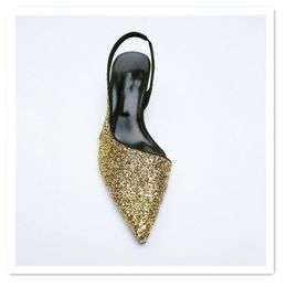 Dress Shoes Fine Heeled Bling Stiletto 3cm Rubber Slides Fabric PU Med Thin Heels 5cm